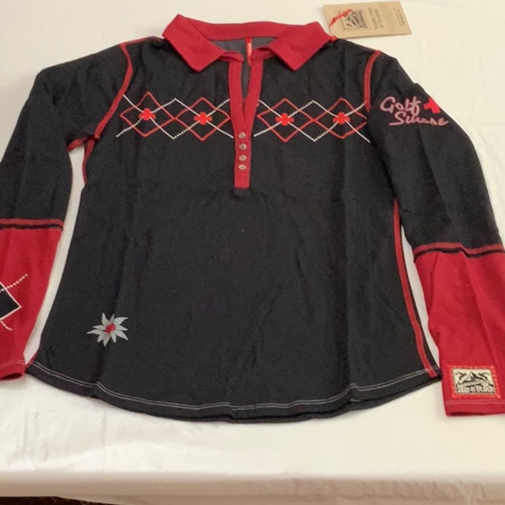Alp-n-Rock GOLF SUISSE Vneck polo - Black/Red